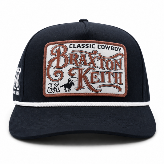 Classic Cowboy Black Patch Rope Hat