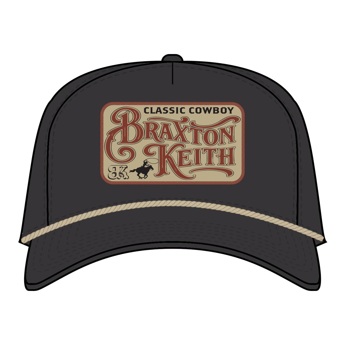Classic Cowboy Black Patch Rope Hat