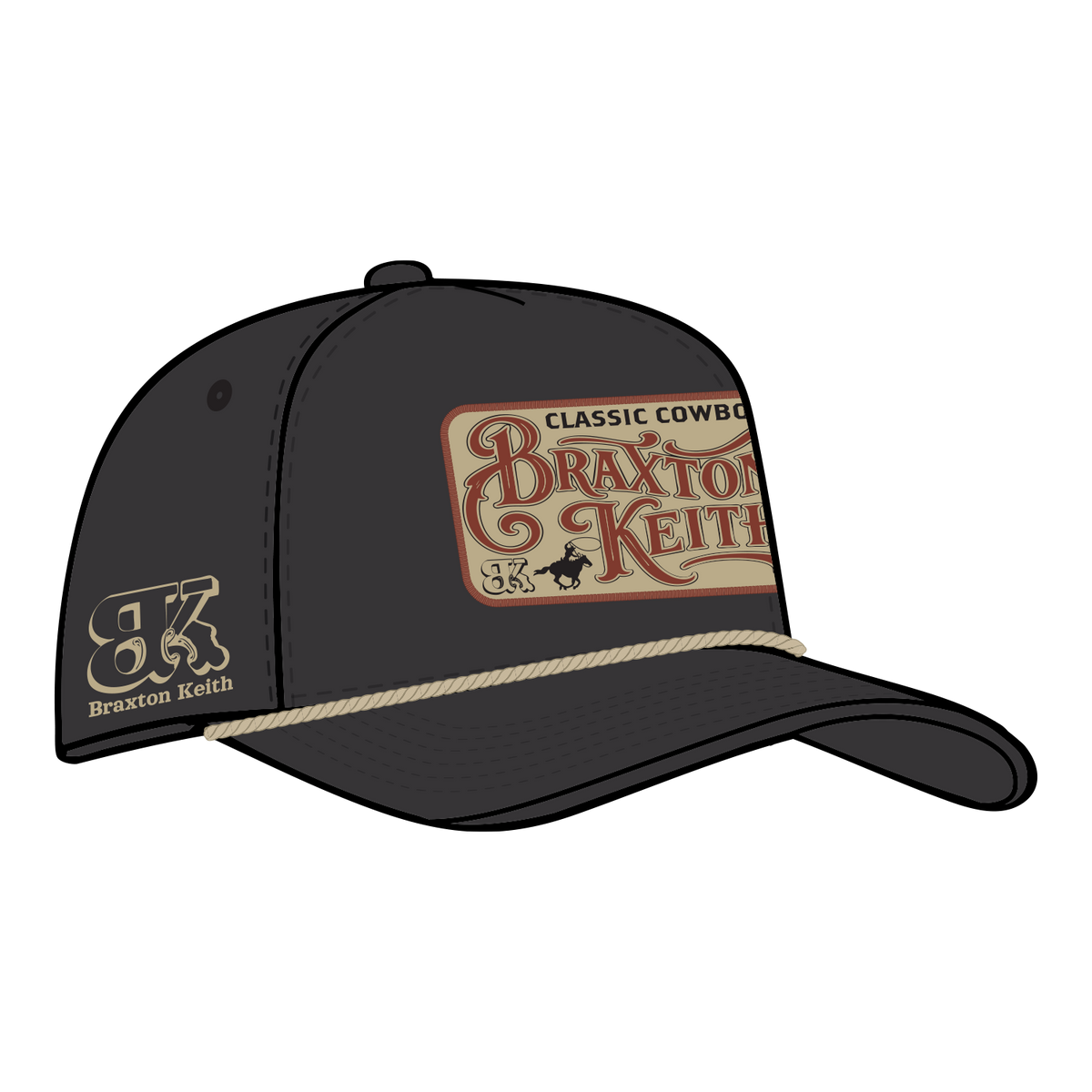 Classic Cowboy Black Patch Rope Hat