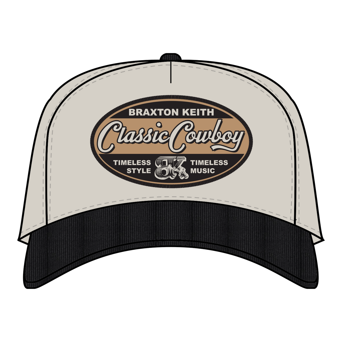 Classic Cowboy Cream Patch Corduroy Brim Hat